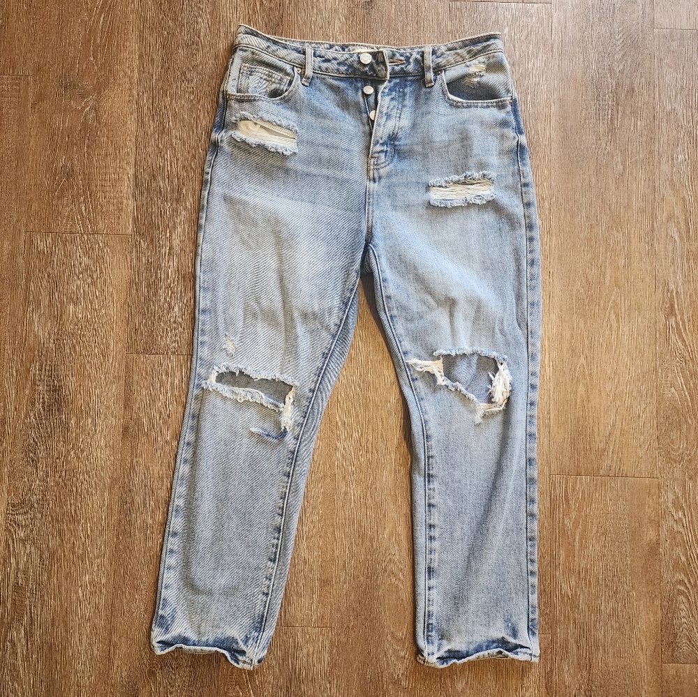 PacSun Blue MOM Jeans with Distressed Details Sz 27